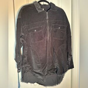 Offline by aerie black ribbed corduroy size medium quarter zip up